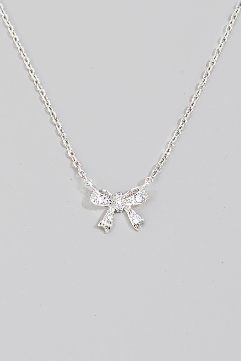 silver bow necklace