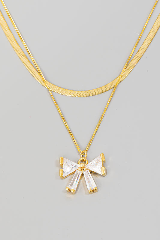 Gorgeous layered bow necklace