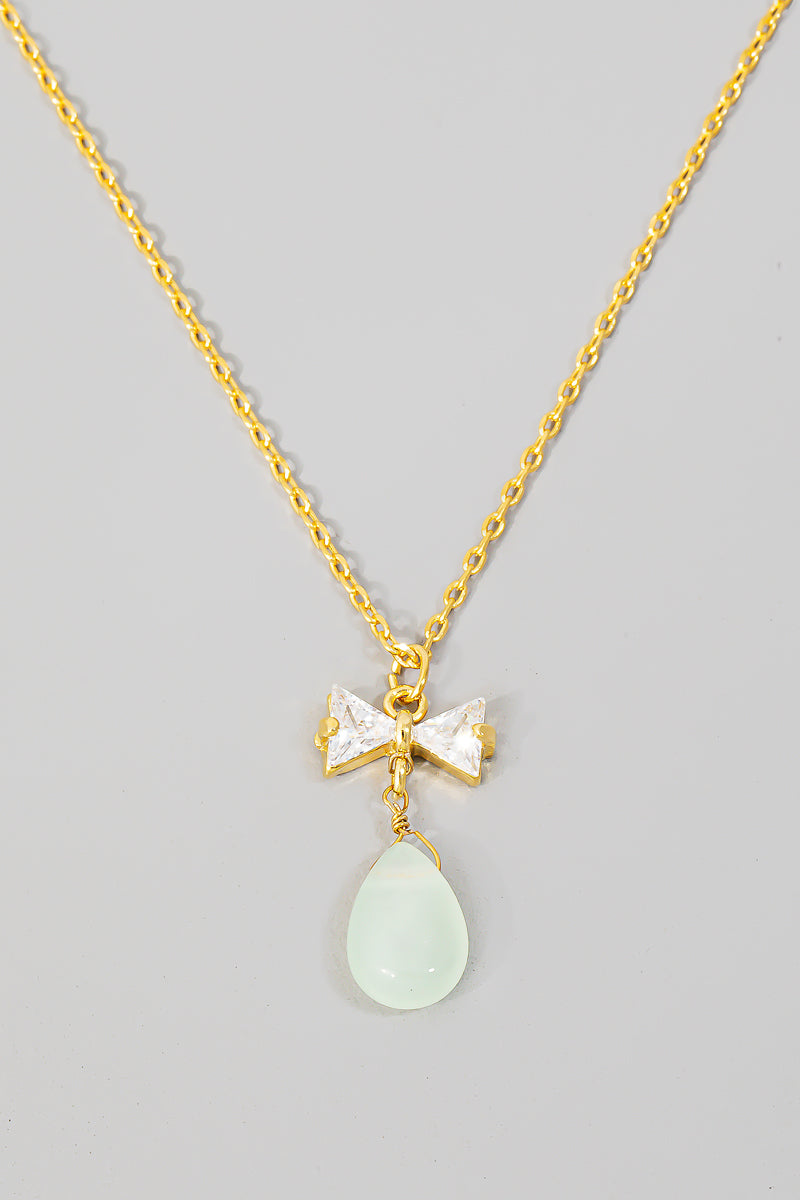 Bow stone necklace