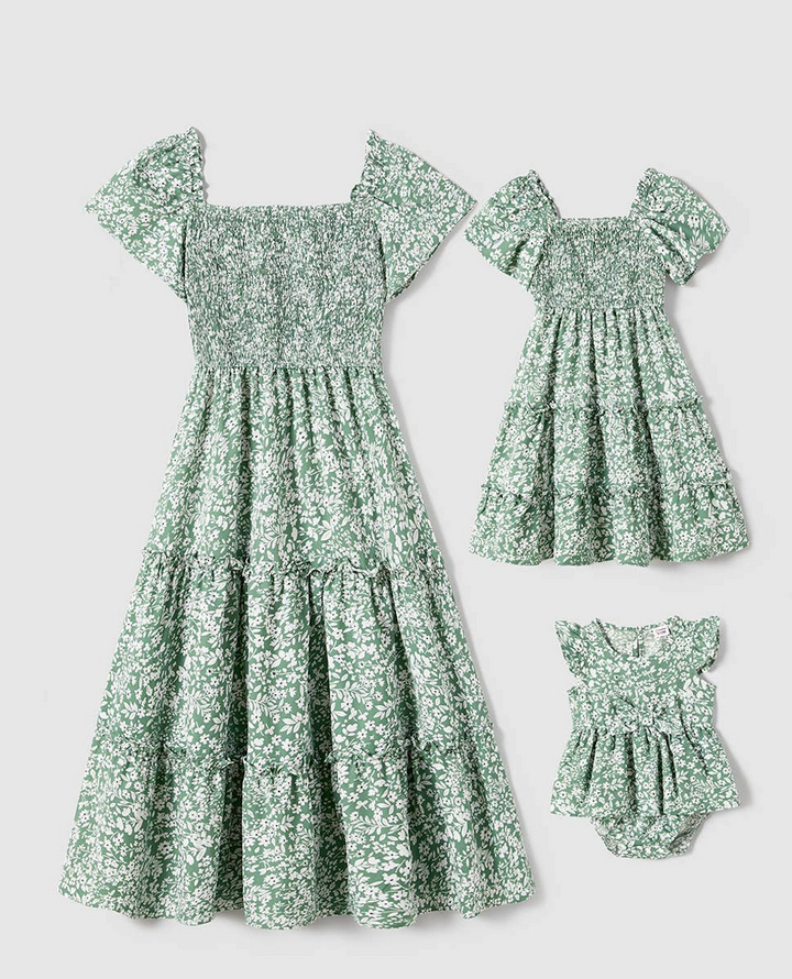 Green & White Floral