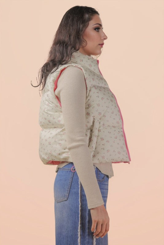 Floral Puffer Vest