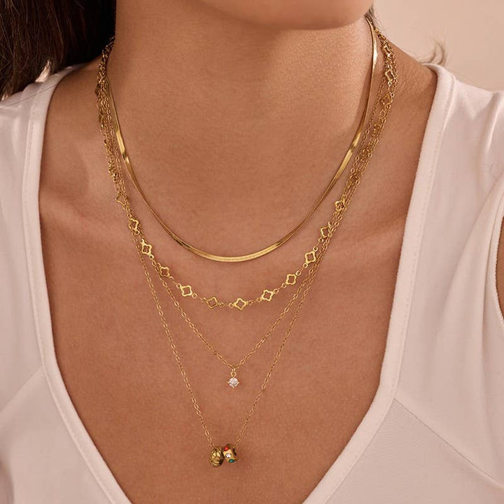 18K STAINLESS STEEL TARNISH FREE LAYERED NECKLACE | 40NK9736