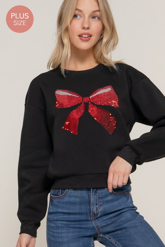 SEQUIN BOW SWEATSHIRT