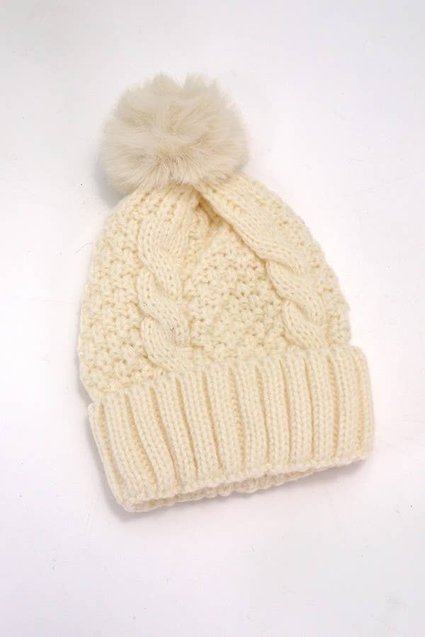 Cable Knit Pom Beanie