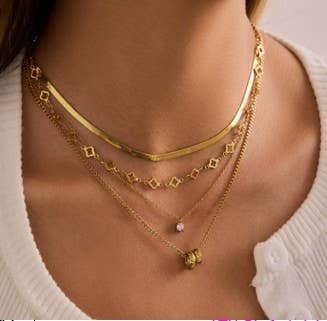 18K STAINLESS STEEL TARNISH FREE LAYERED NECKLACE | 40NK9736