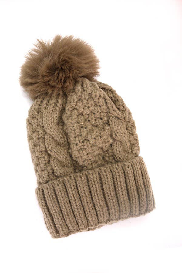 Cable Knit Pom Beanie