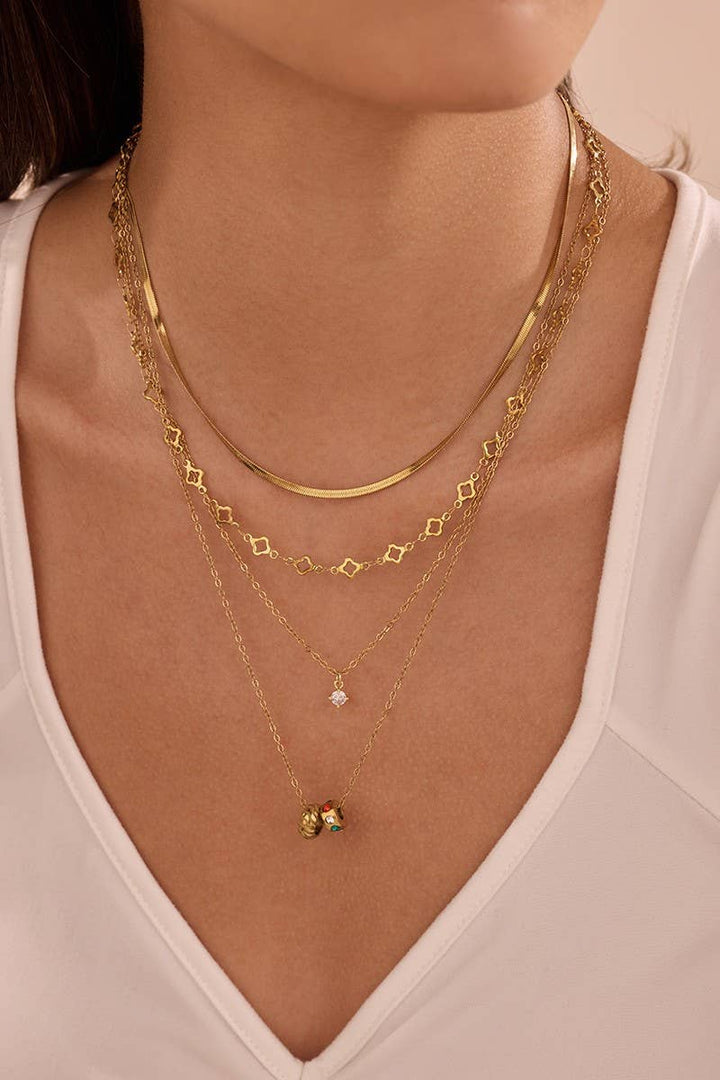 18K STAINLESS STEEL TARNISH FREE LAYERED NECKLACE | 40NK9736