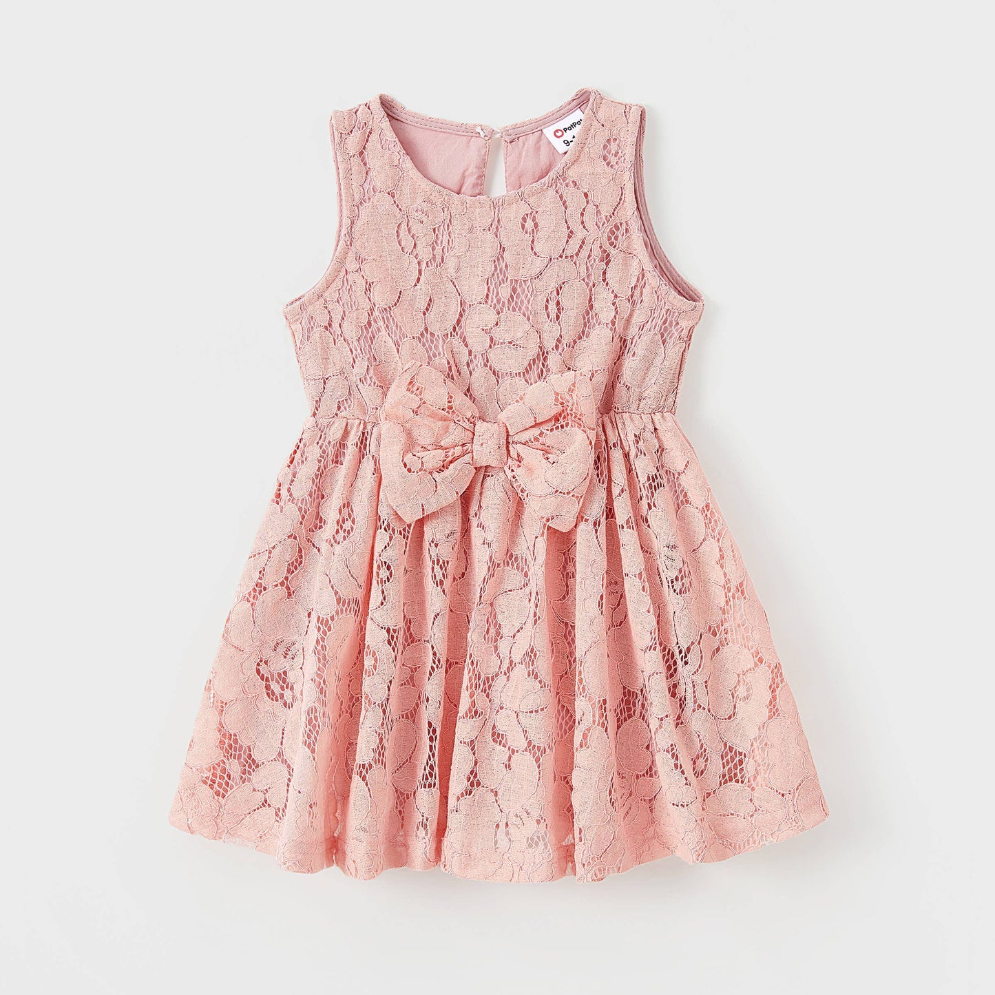 Family Matching Pink Color Block Polo, Lace Sleeveless Dress