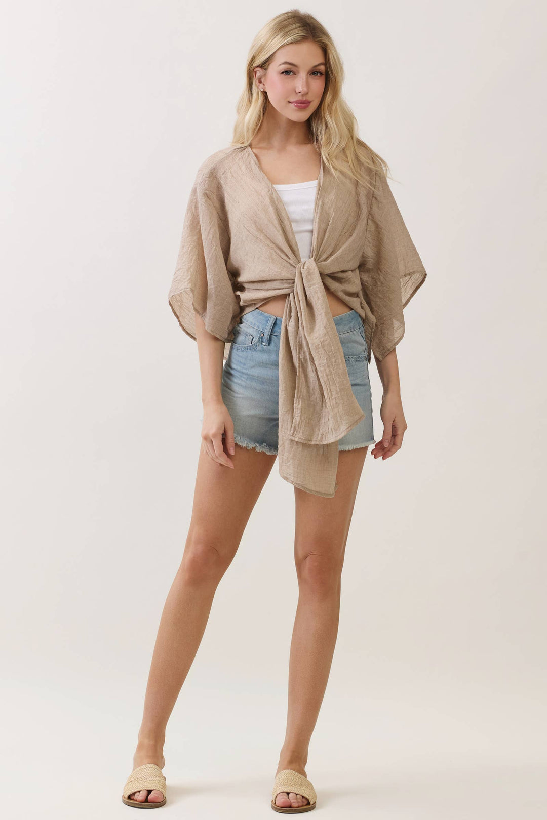 RAYON LINEN OPEN-FRONT CARDIGAN - VNC16437M8