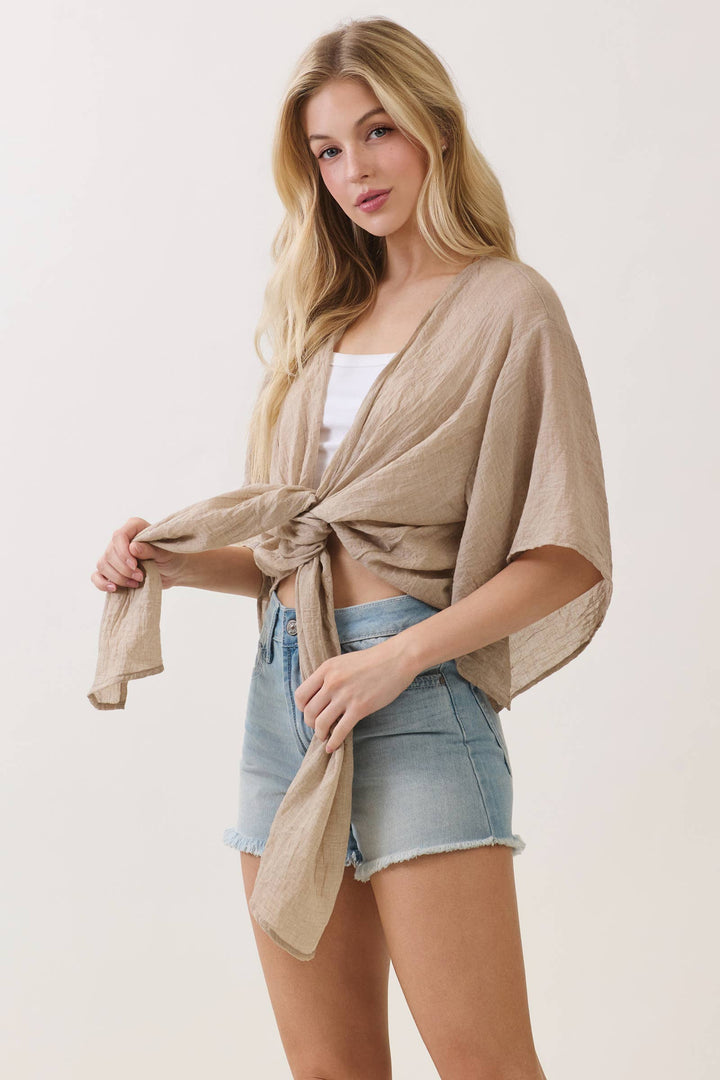 RAYON LINEN OPEN-FRONT CARDIGAN - VNC16437M8