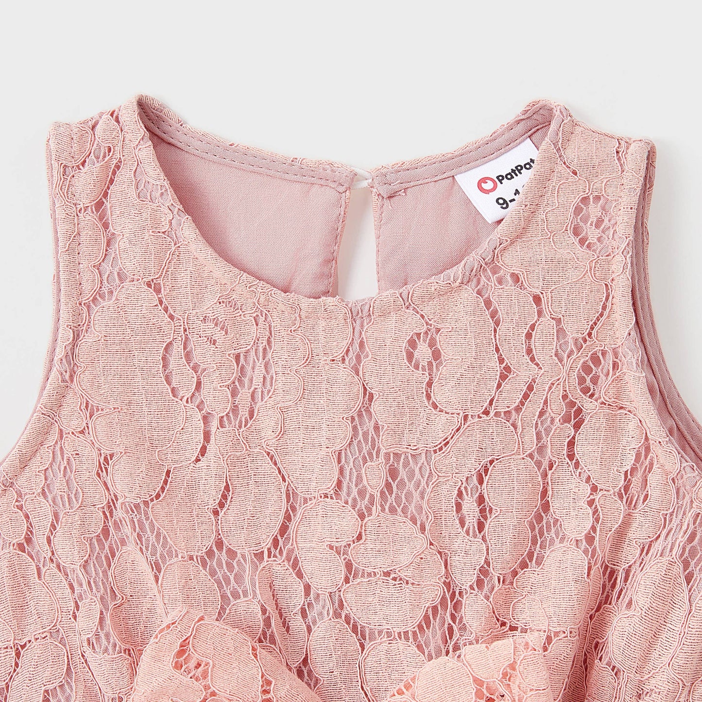 Family Matching Pink Color Block Polo, Lace Sleeveless Dress