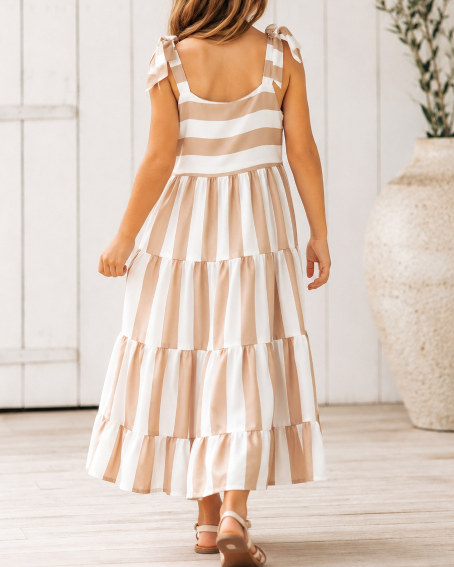 Mommy & Me Striped and Floral Sleeveless Maxi Dress