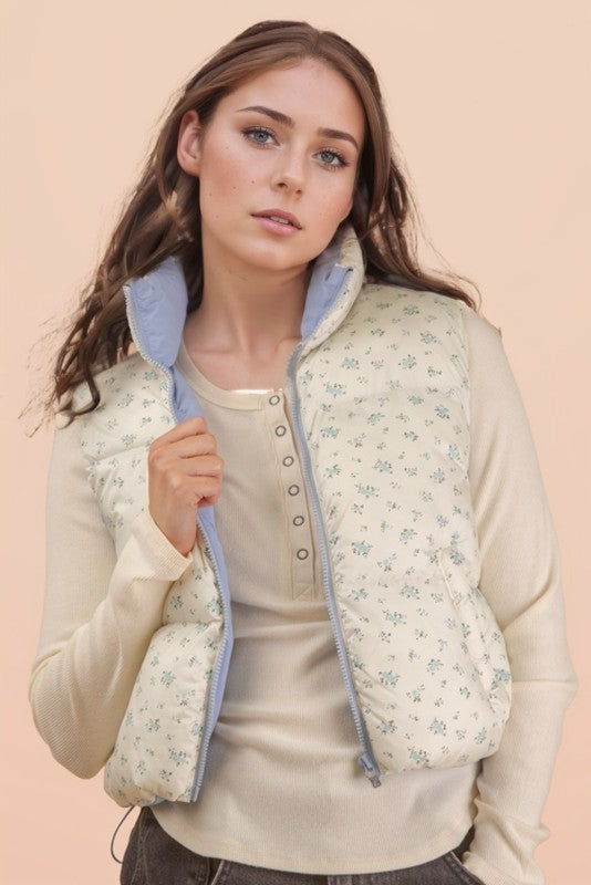 Floral Puffer Vest