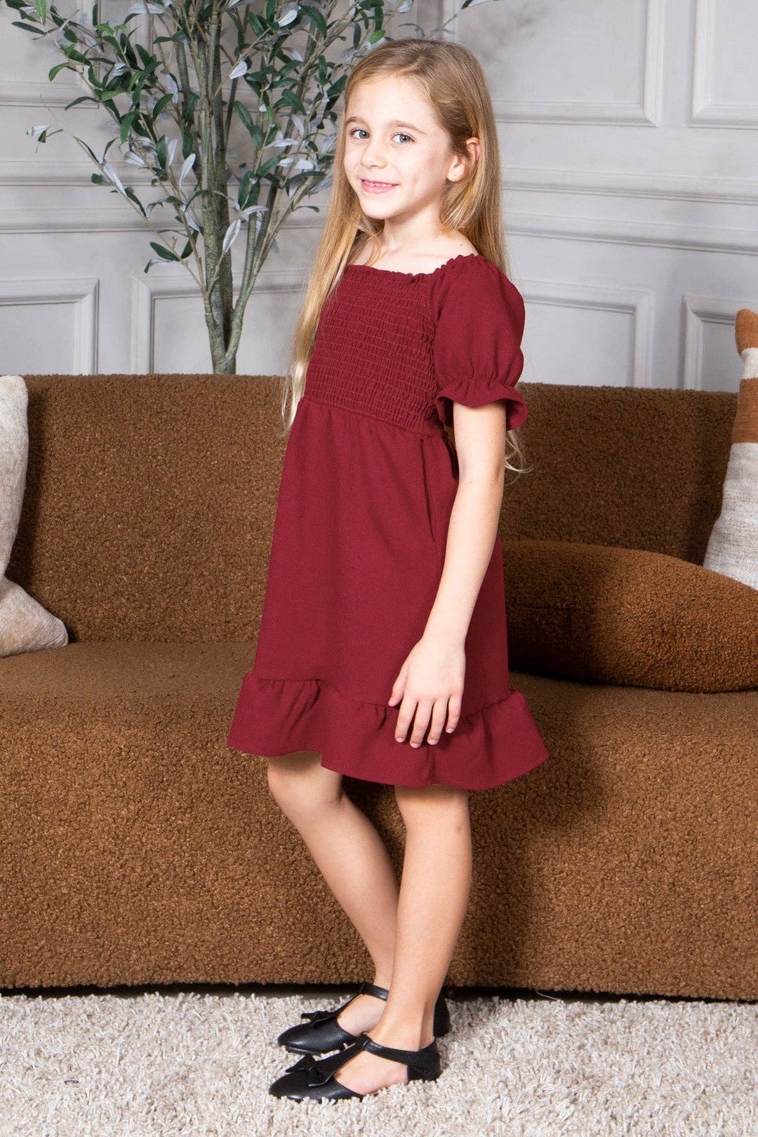 Matching Kids Wine Dress