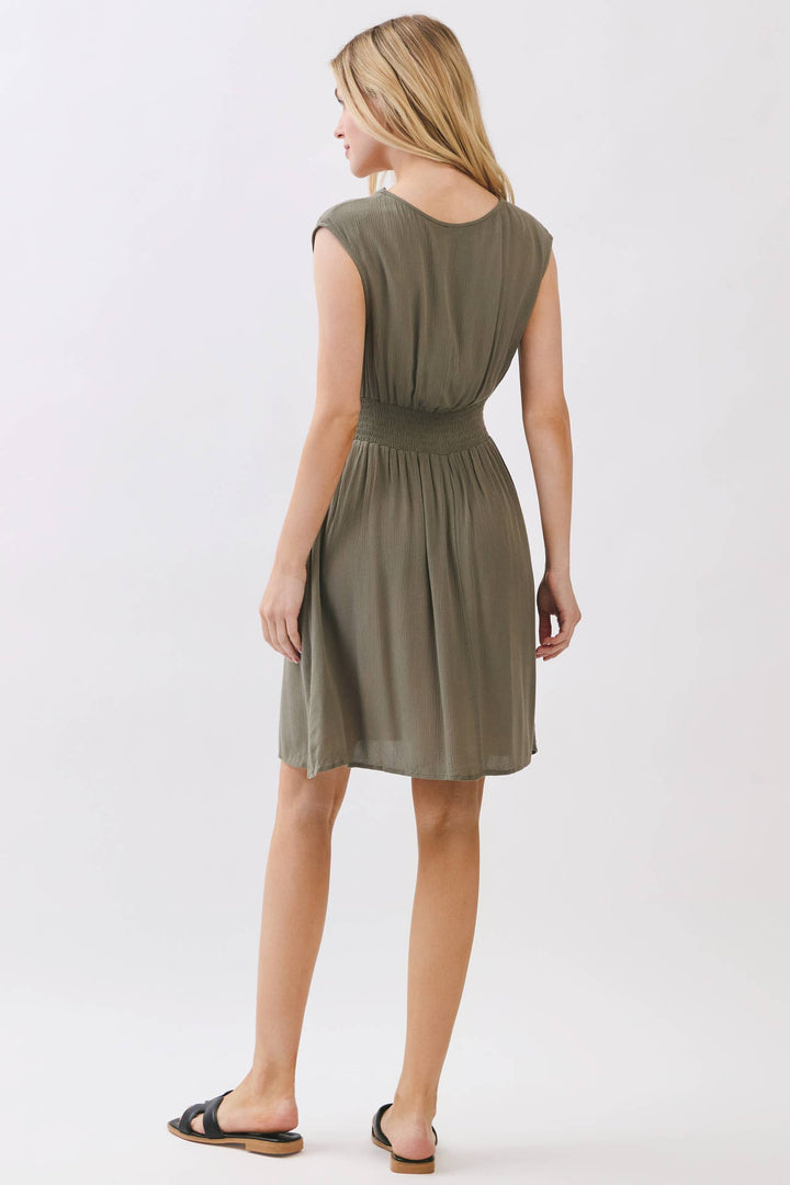 SURPLICE SMOCKED WAIST MINI DRESS - VJD400097