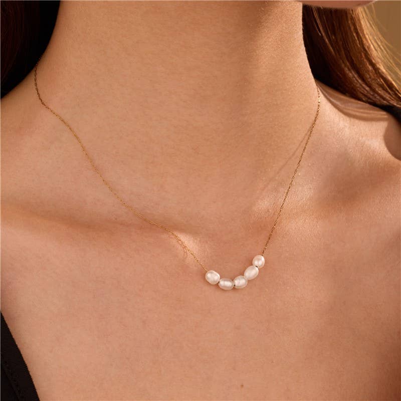 STAINLESS STEEL NON-TARNISH PEARL NECKLACE | 40NK9692