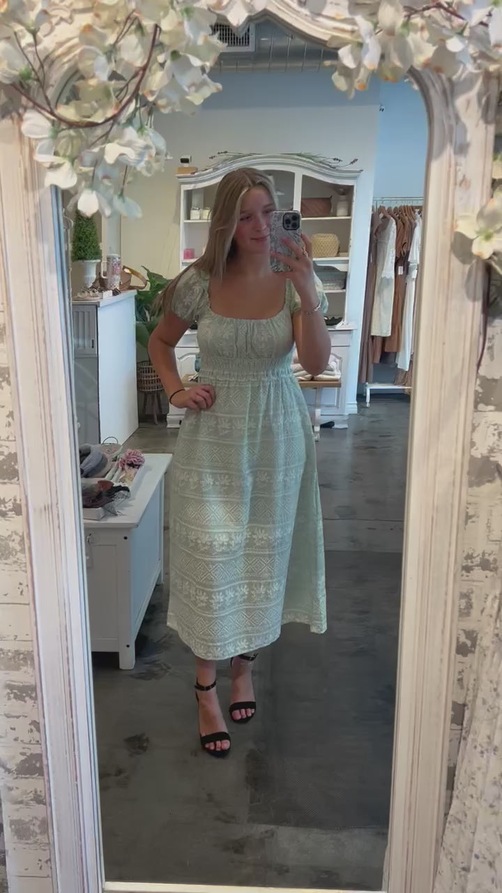 Sage Meadow Embroidered Midi Dress