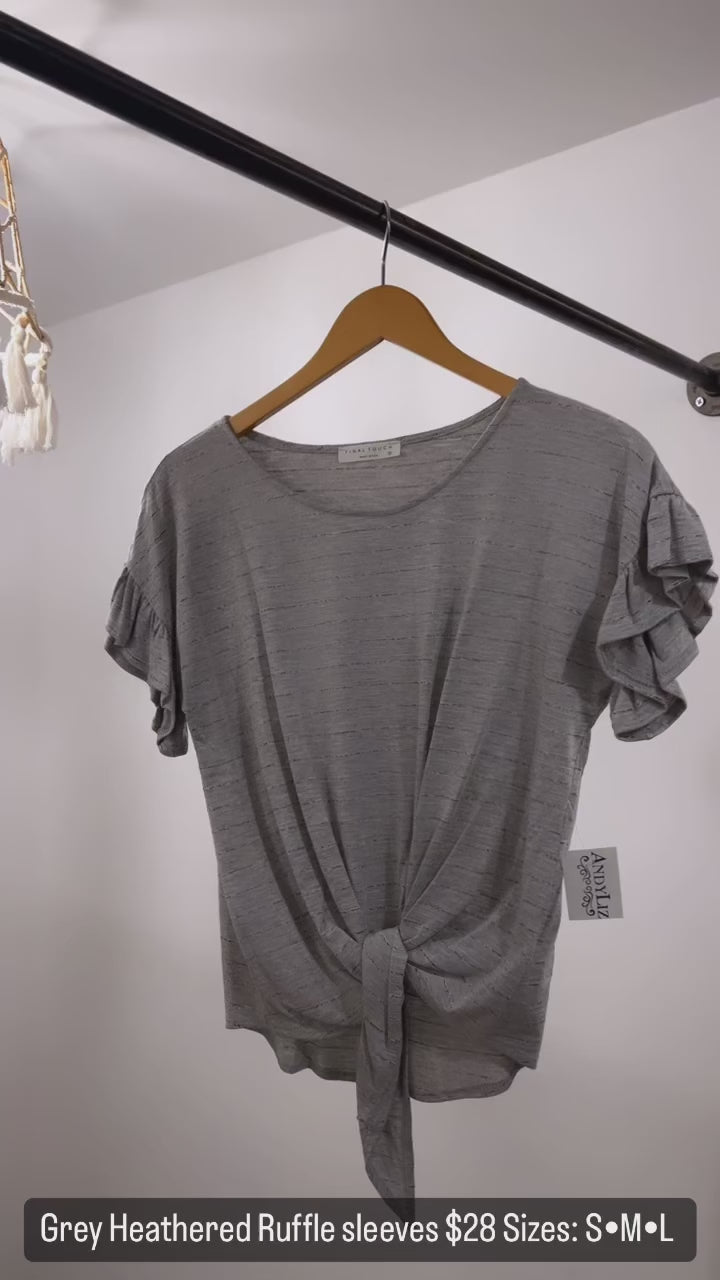 Grey Heathered Ruffle Top