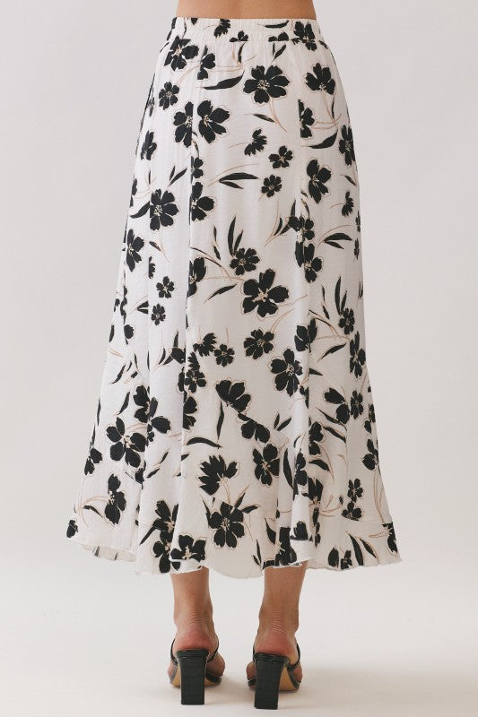 Black Floral Midi Skirt