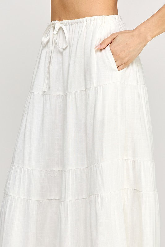 White Pocket Maxi Skirt