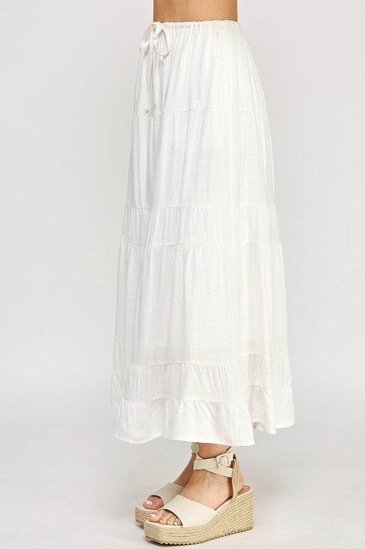 White Pocket Maxi Skirt