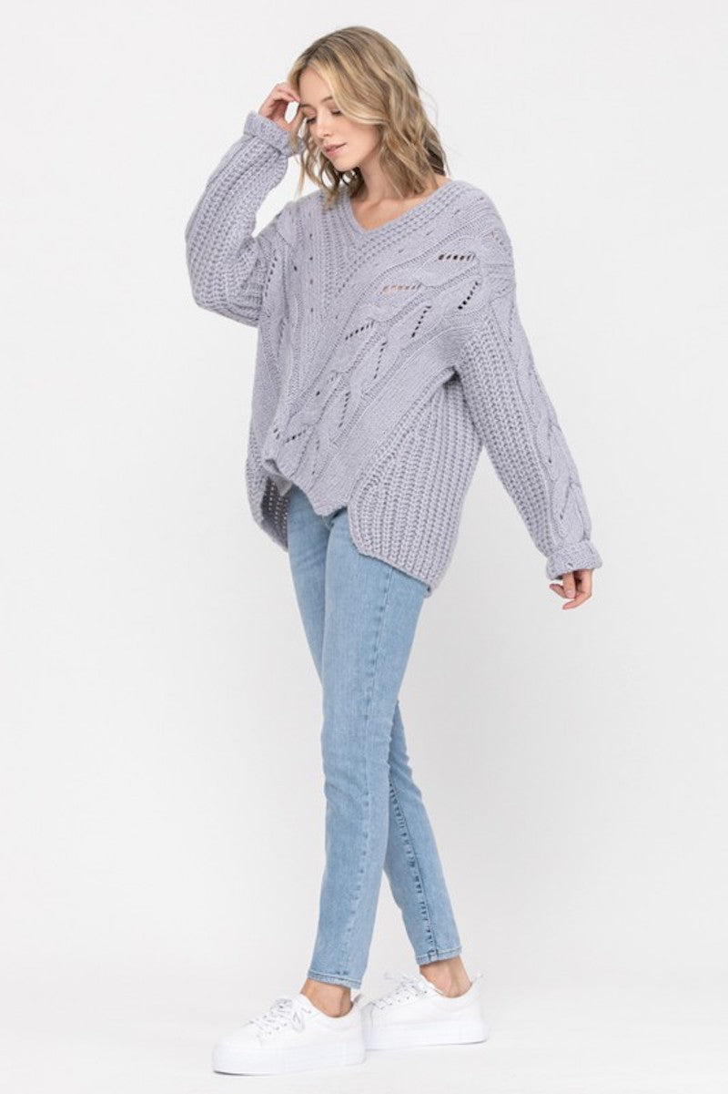 Chunky Detailed Sweater in Periwinkle