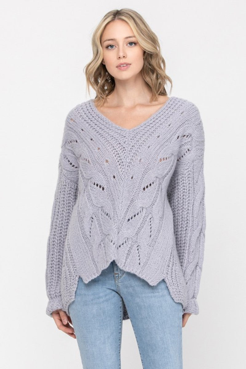 Chunky Detailed Sweater in Periwinkle