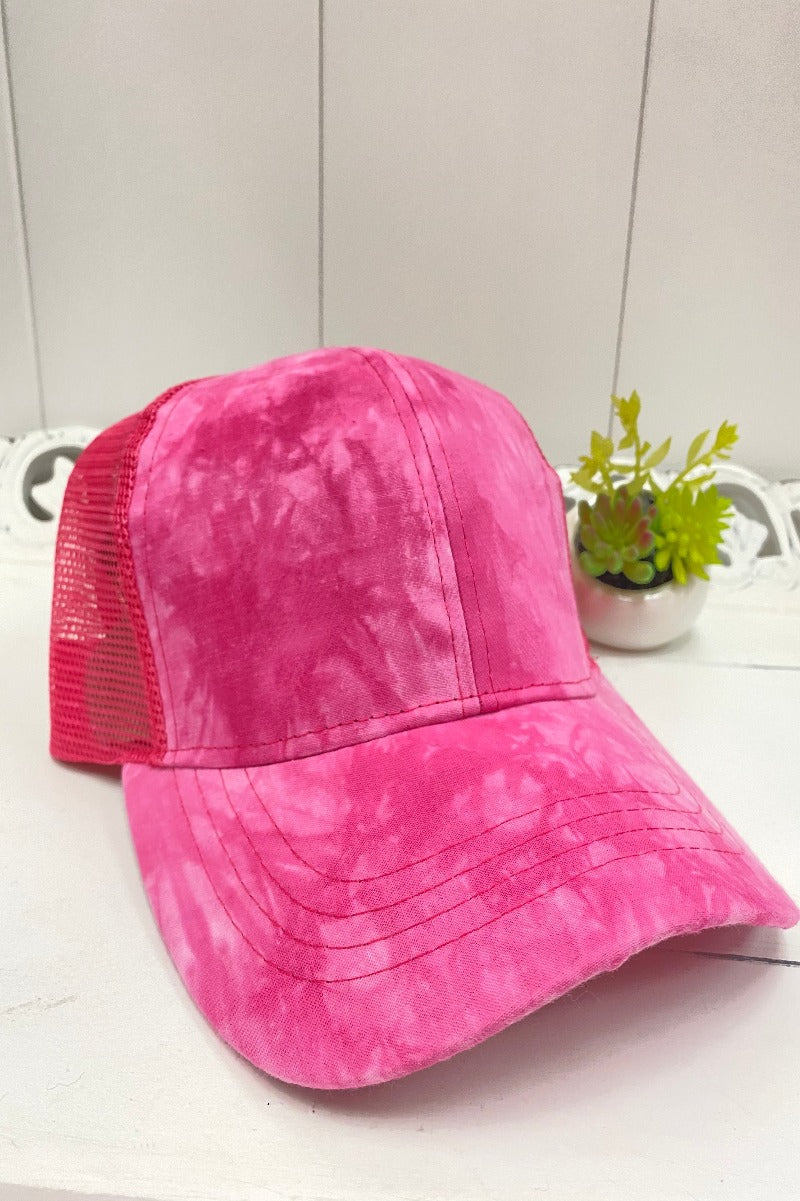 Tie dye ponytail hat