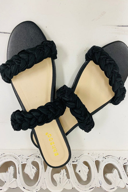 Black Knotted Strap Sandals