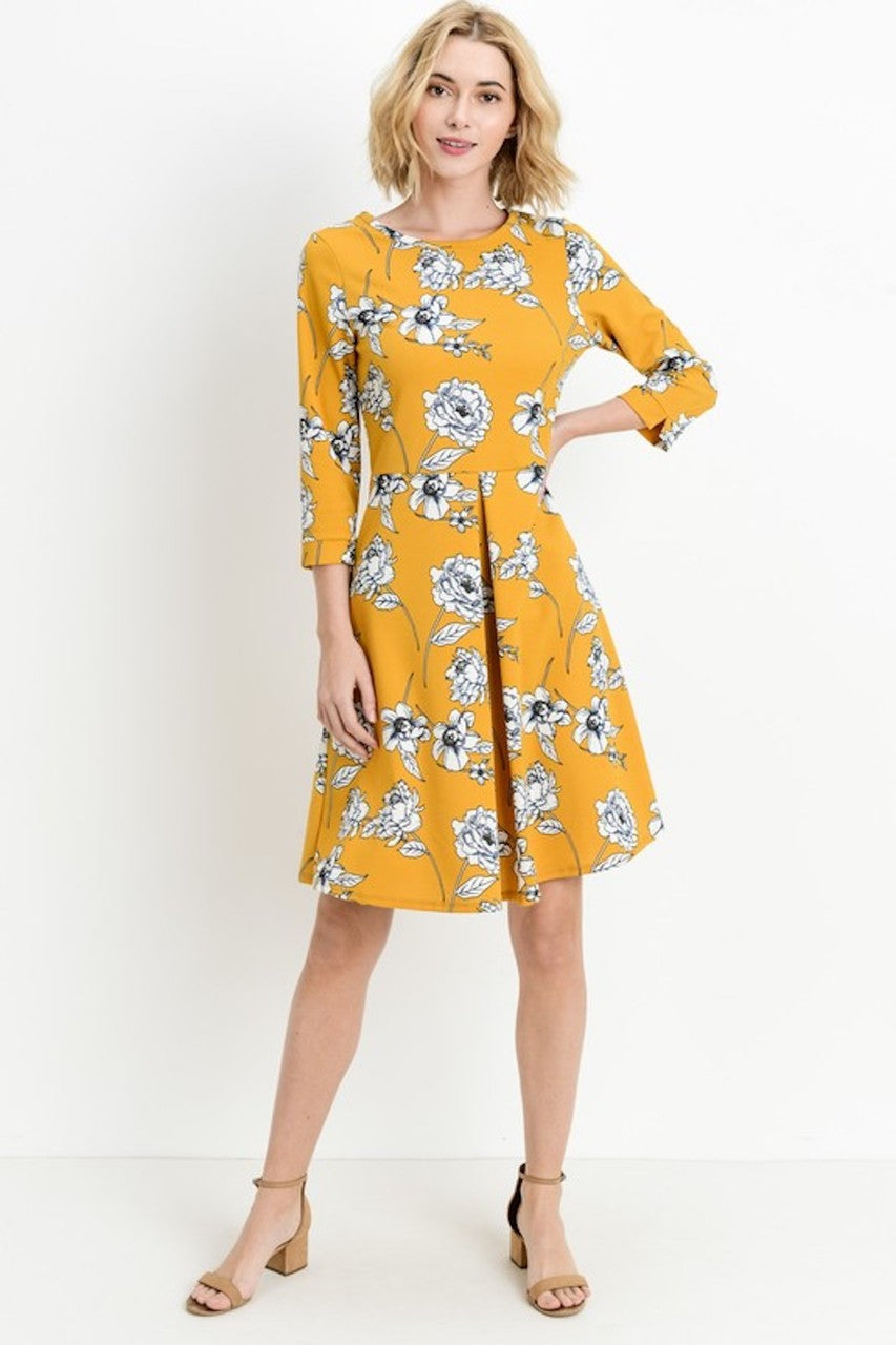 Gorgeous Mustard Floral Midi