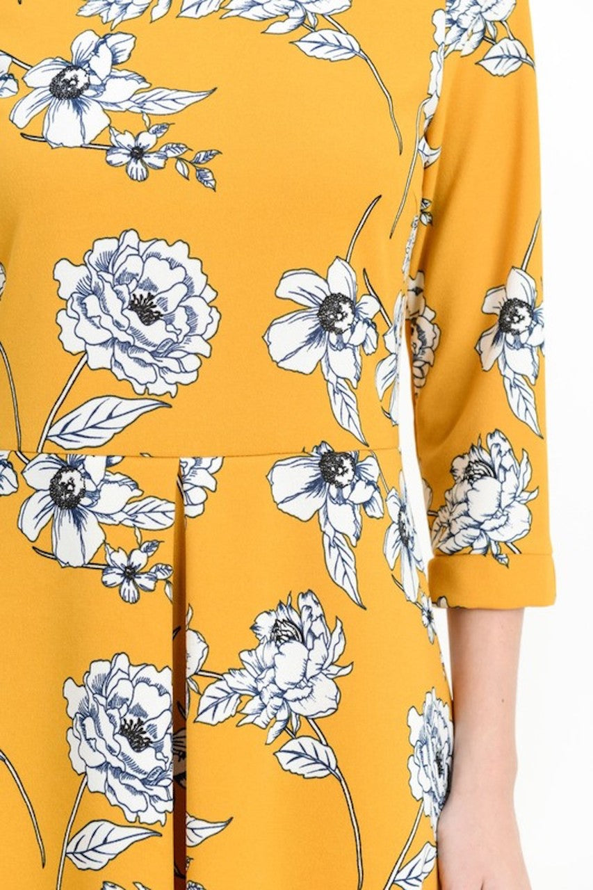 Gorgeous Mustard Floral Midi