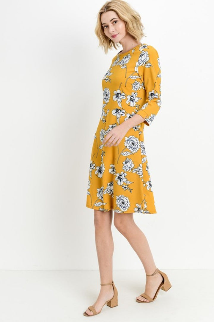 Gorgeous Mustard Floral Midi