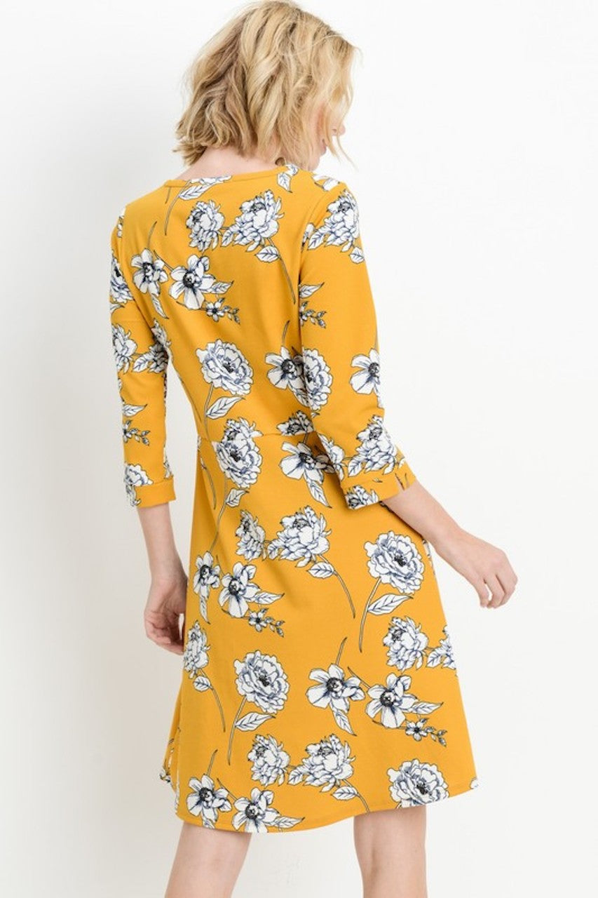 Gorgeous Mustard Floral Midi