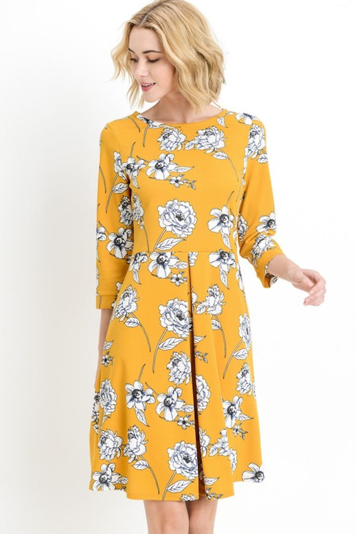 Gorgeous Mustard Floral Midi