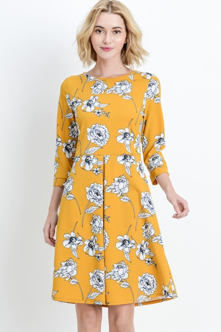 Gorgeous Mustard Floral Midi