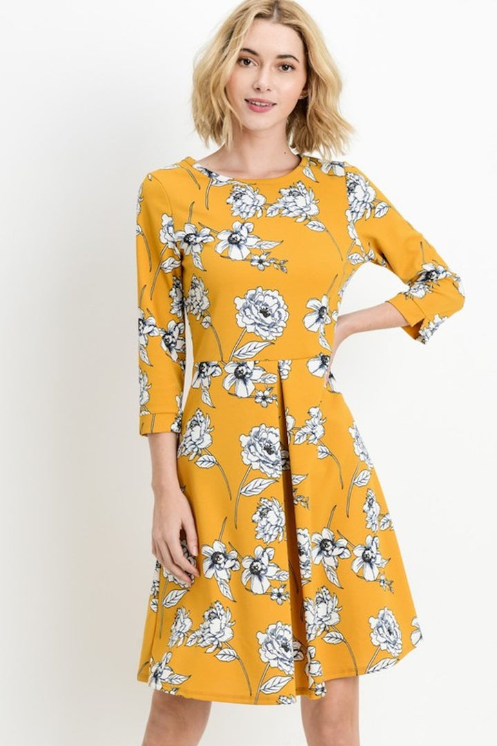 Gorgeous Mustard Floral Midi