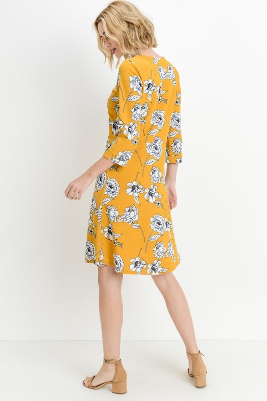 Gorgeous Mustard Floral Midi