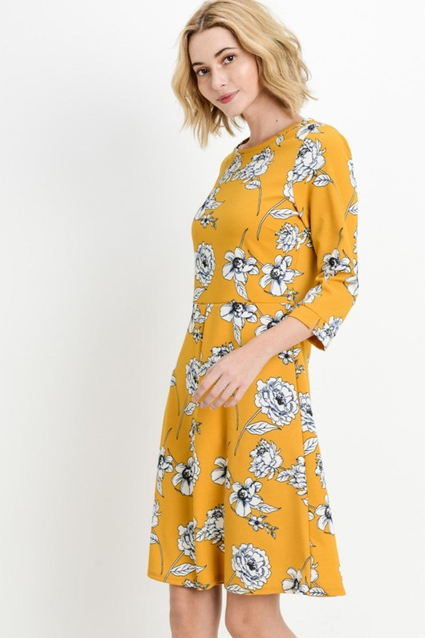 Gorgeous Mustard Floral Midi