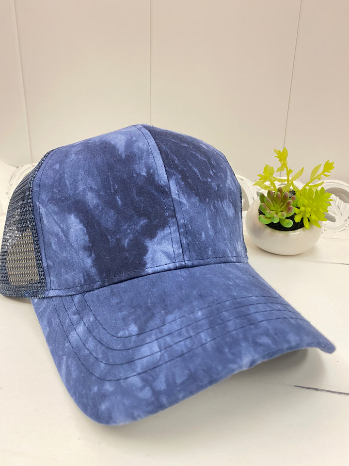 Tie dye ponytail hat