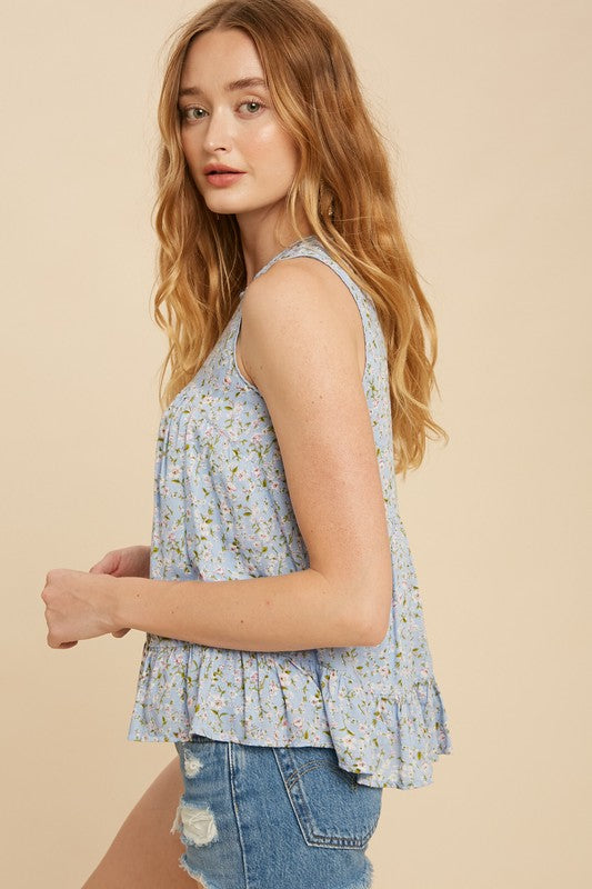 Bree's Blue Boho Floral Top