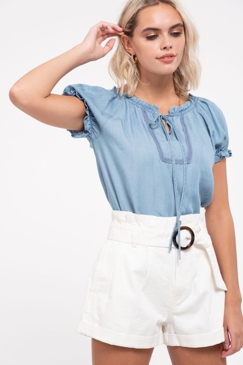 Chayce's Chambray Tie Top